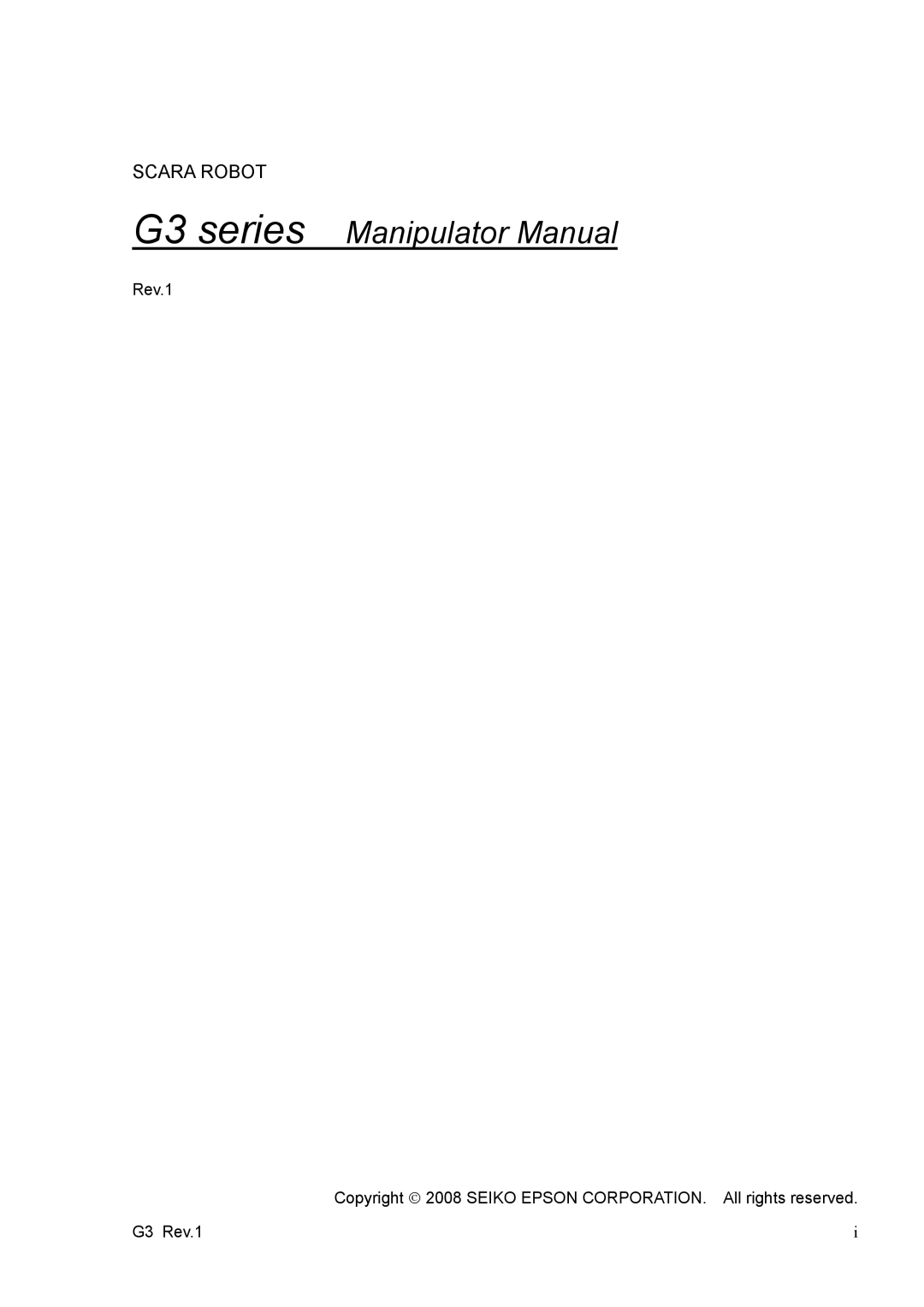 Epson G3 Series manual G3 series Manipulator Manual 