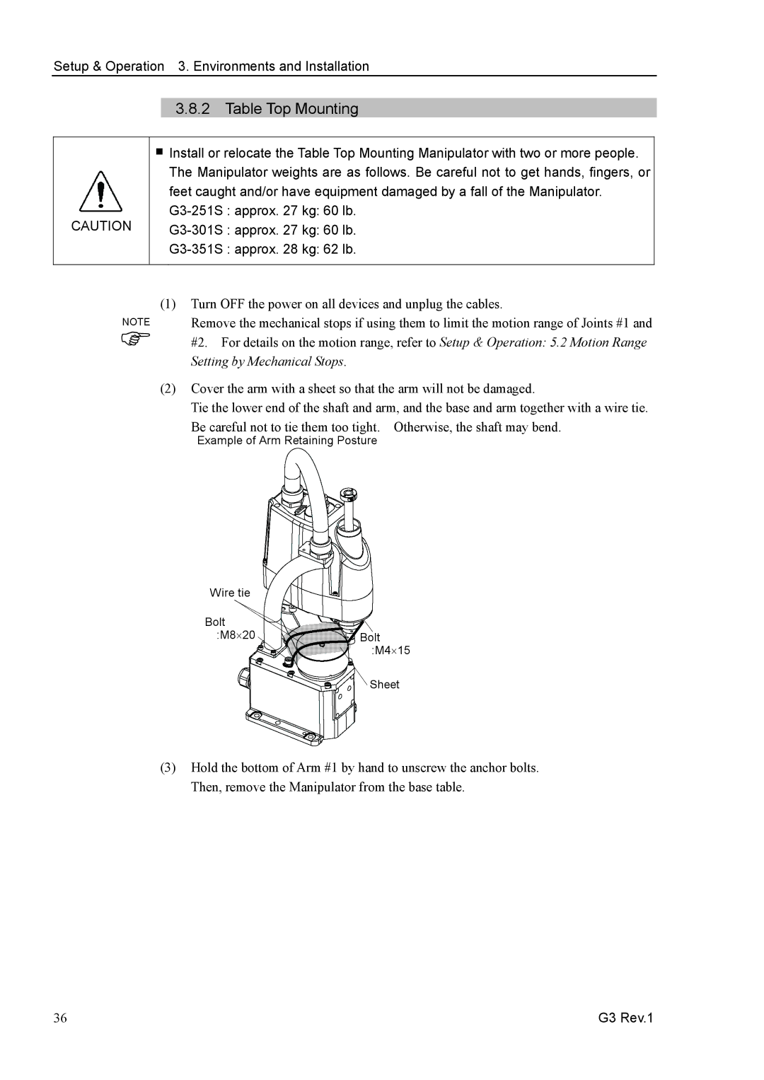 Epson G3 Series manual Table Top Mounting 