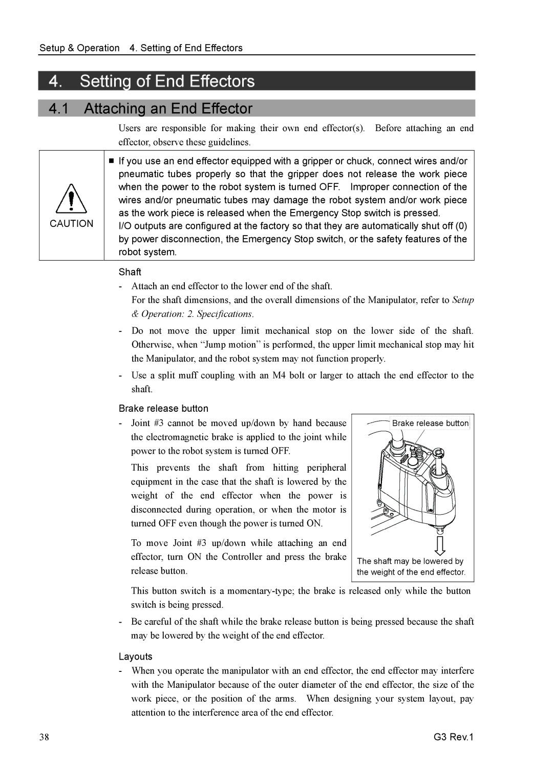 Epson G3 Series manual Setting of End Effectors, Attaching an End Effector 