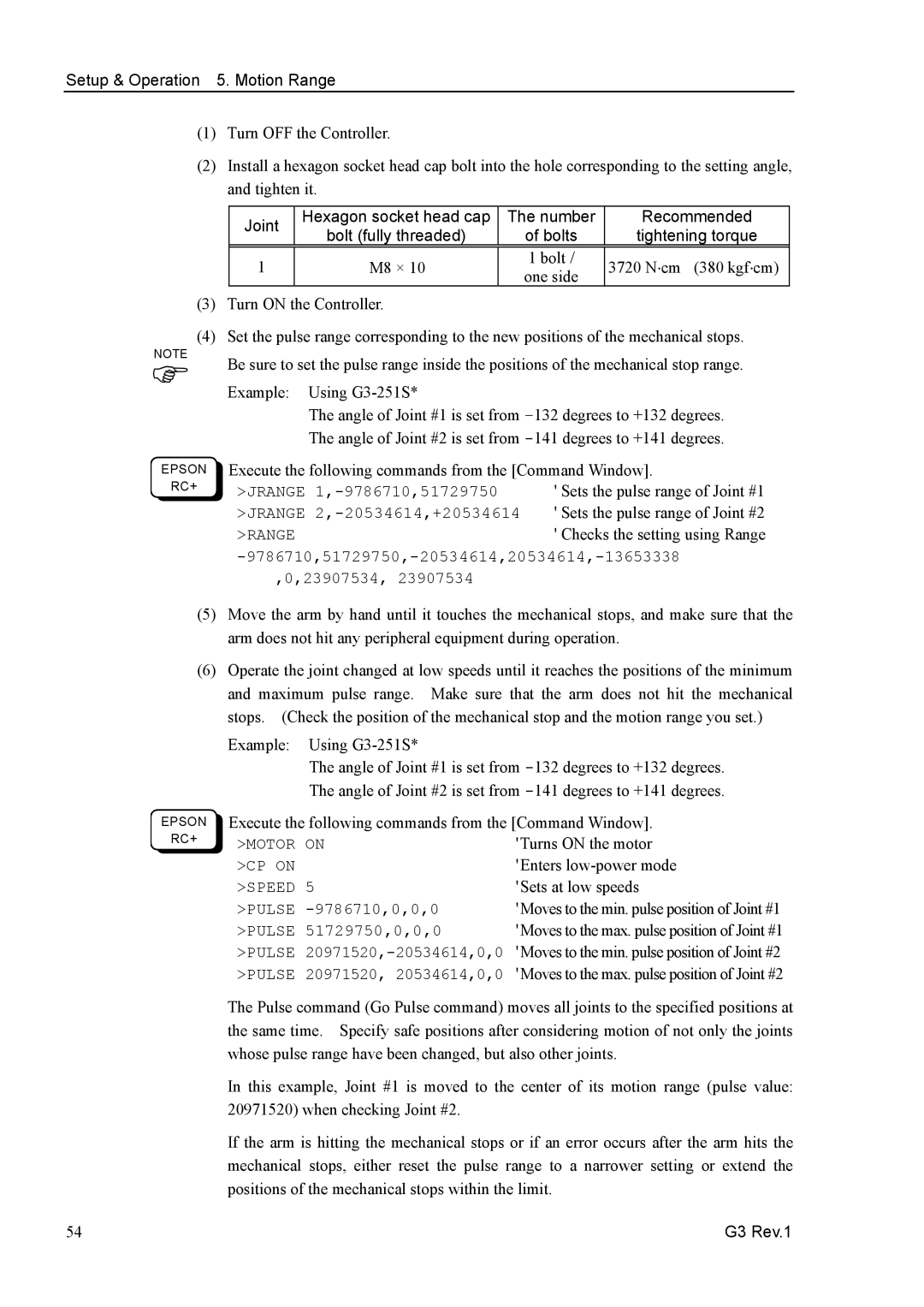 Epson G3 Series manual Joint, Recommended 