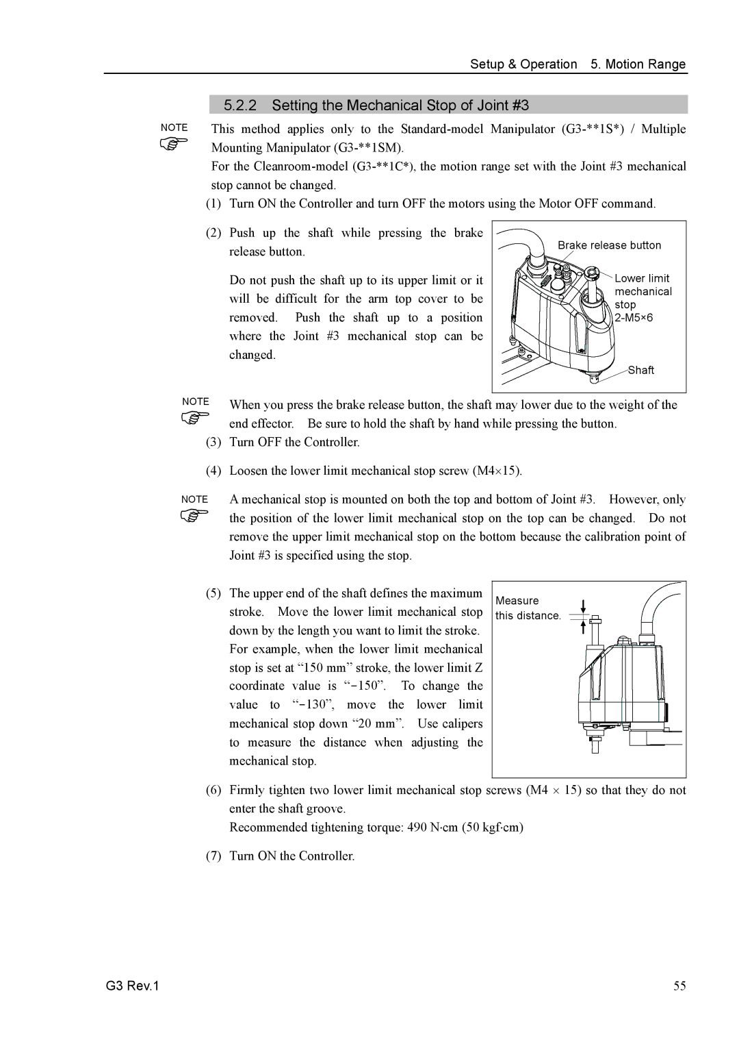 Epson G3 Series manual Setting the Mechanical Stop of Joint #3 