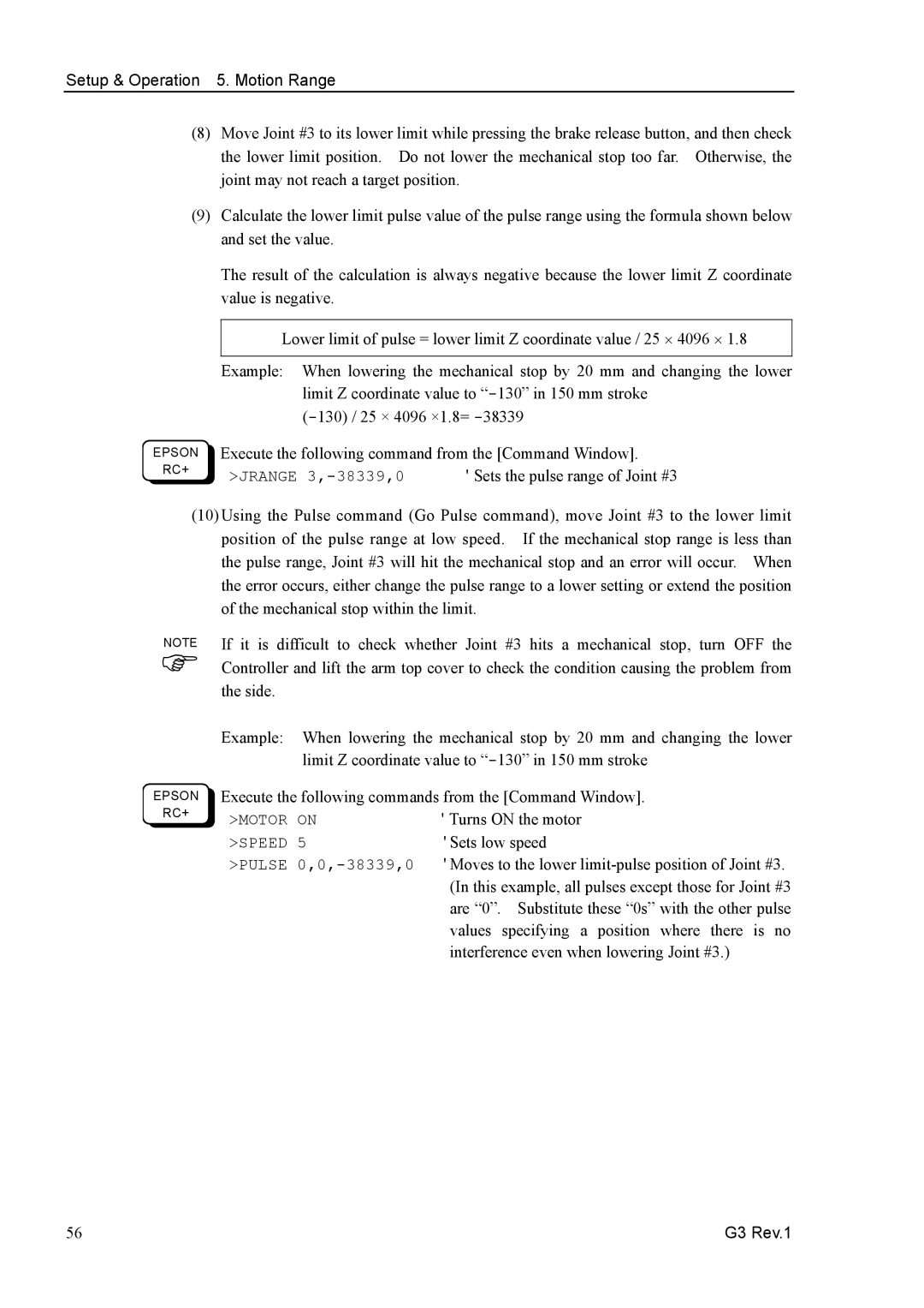 Epson G3 Series manual Sets low speed 