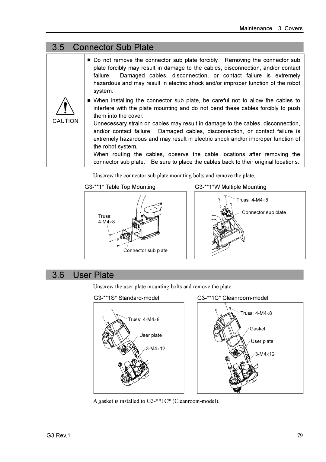 Epson G3 Series manual Connector Sub Plate, User Plate, G3-**1* Table Top Mounting 