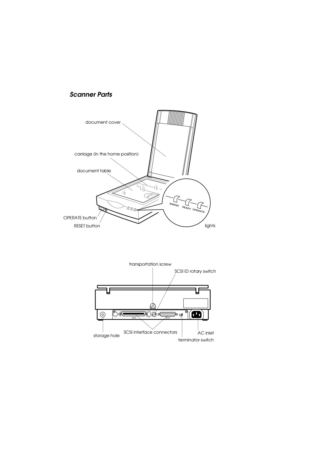 Epson GT-5500 manual Scanner Parts 