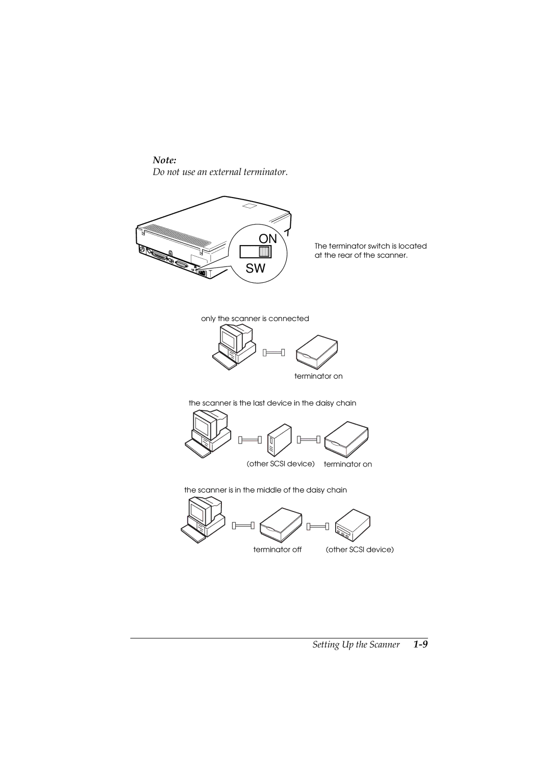 Epson GT-5500 manual Do not use an external terminator 