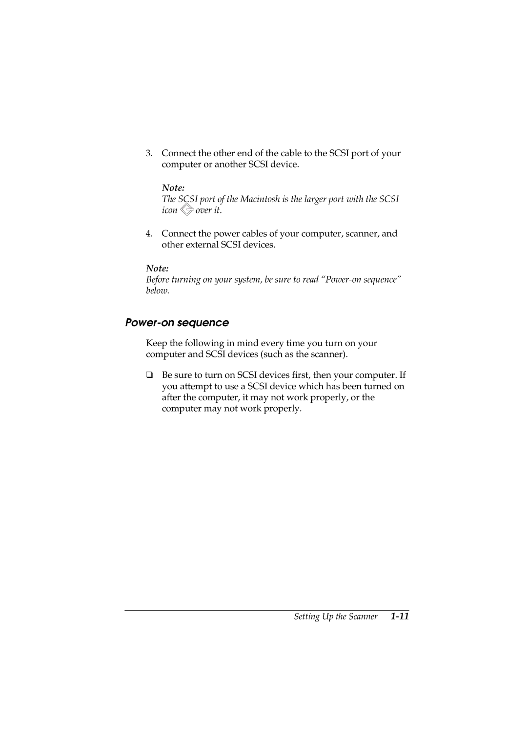 Epson GT-5500 manual Power-on sequence 