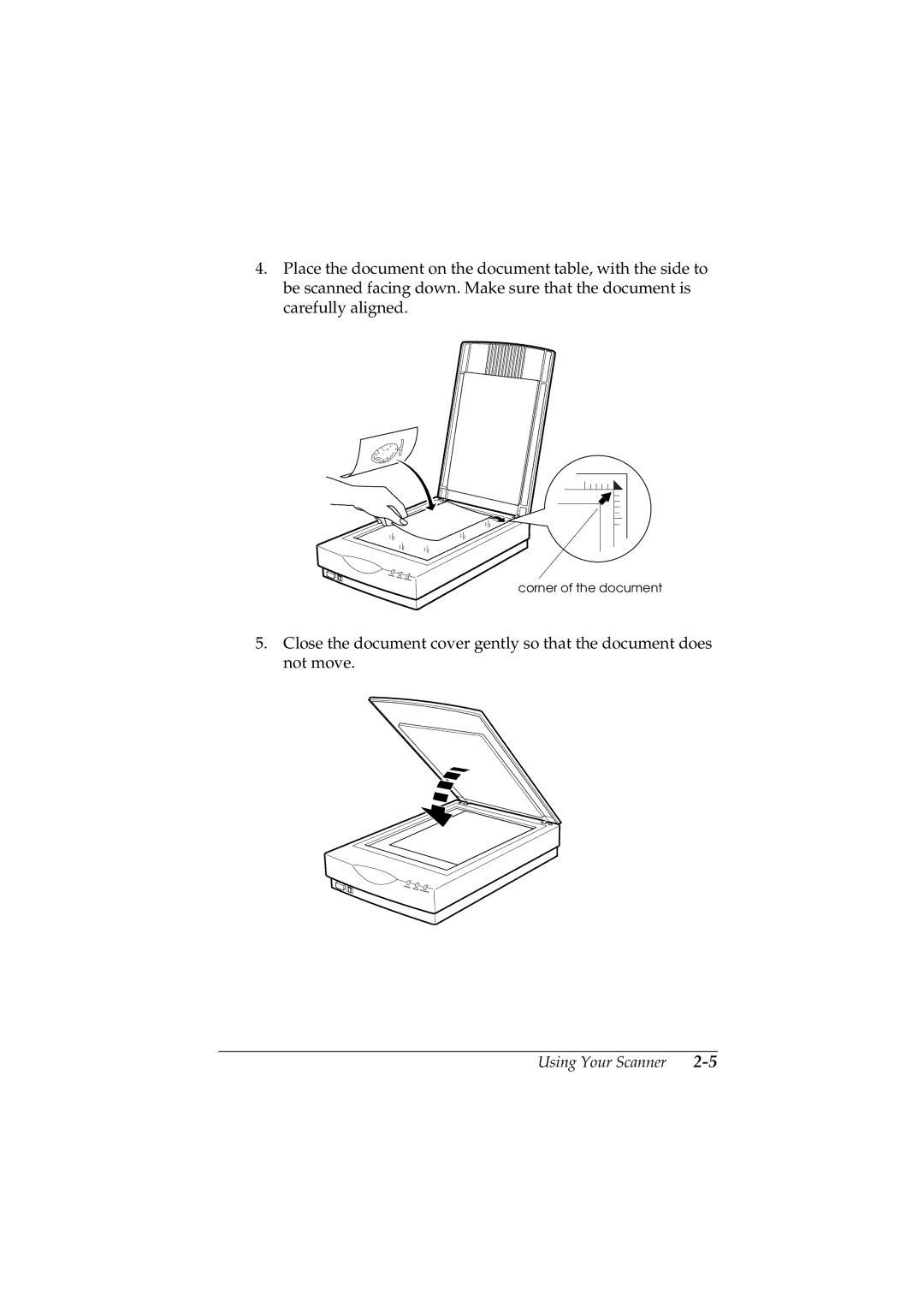 Epson GT-5500 manual Corner of the document 