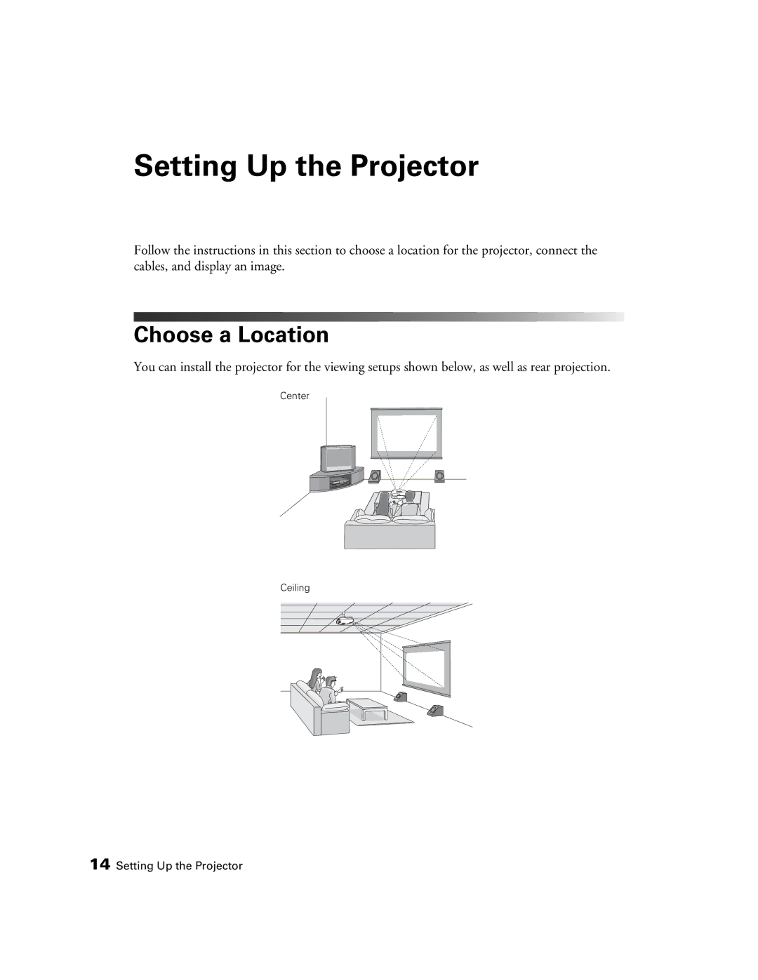 Epson HC3020, 3020E, PowerLite Home Cinema 3020e manual Setting Up the Projector, Choose a Location 