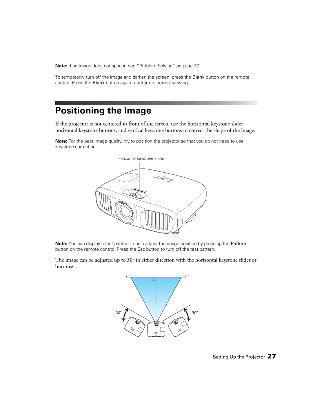 Epson 3020E, HC3020, PowerLite Home Cinema 3020e manual Positioning the Image 