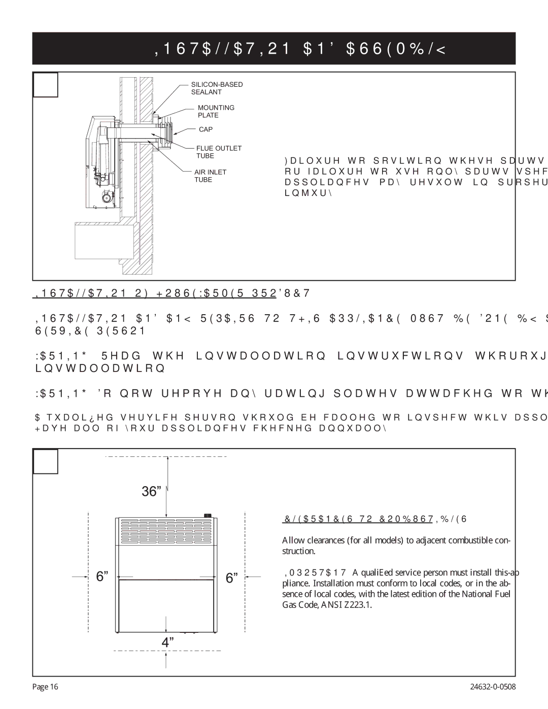 Epson HWDV080DV(N, P)-1 installation instructions Clearances to Combustibles 