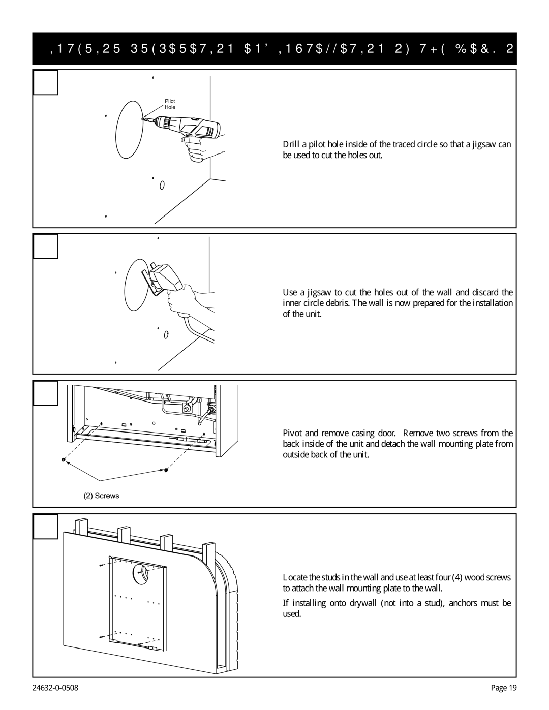 Epson P)-1, HWDV080DV(N installation instructions Pilot Hole 