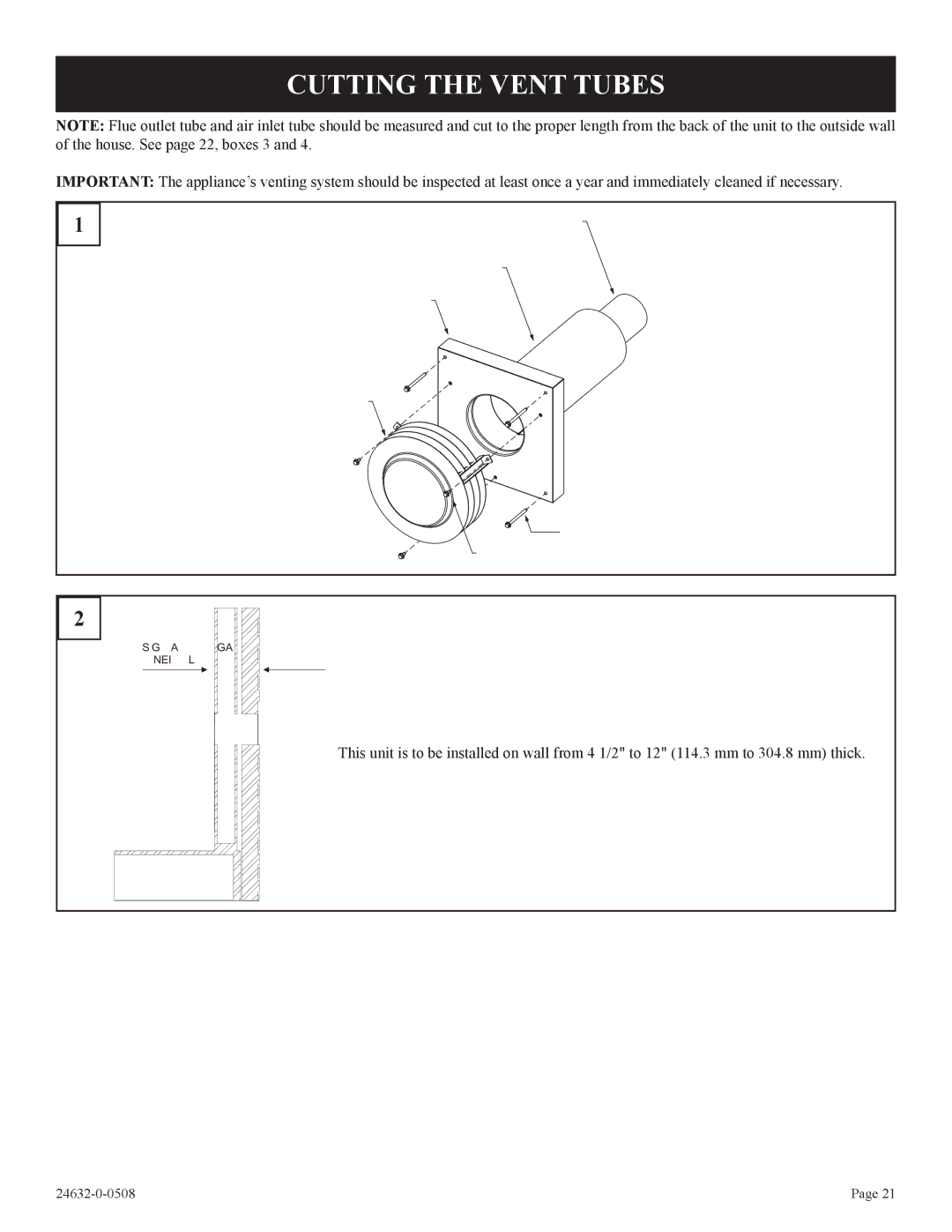 Epson P)-1, HWDV080DV(N installation instructions Cutting the Vent Tubes 