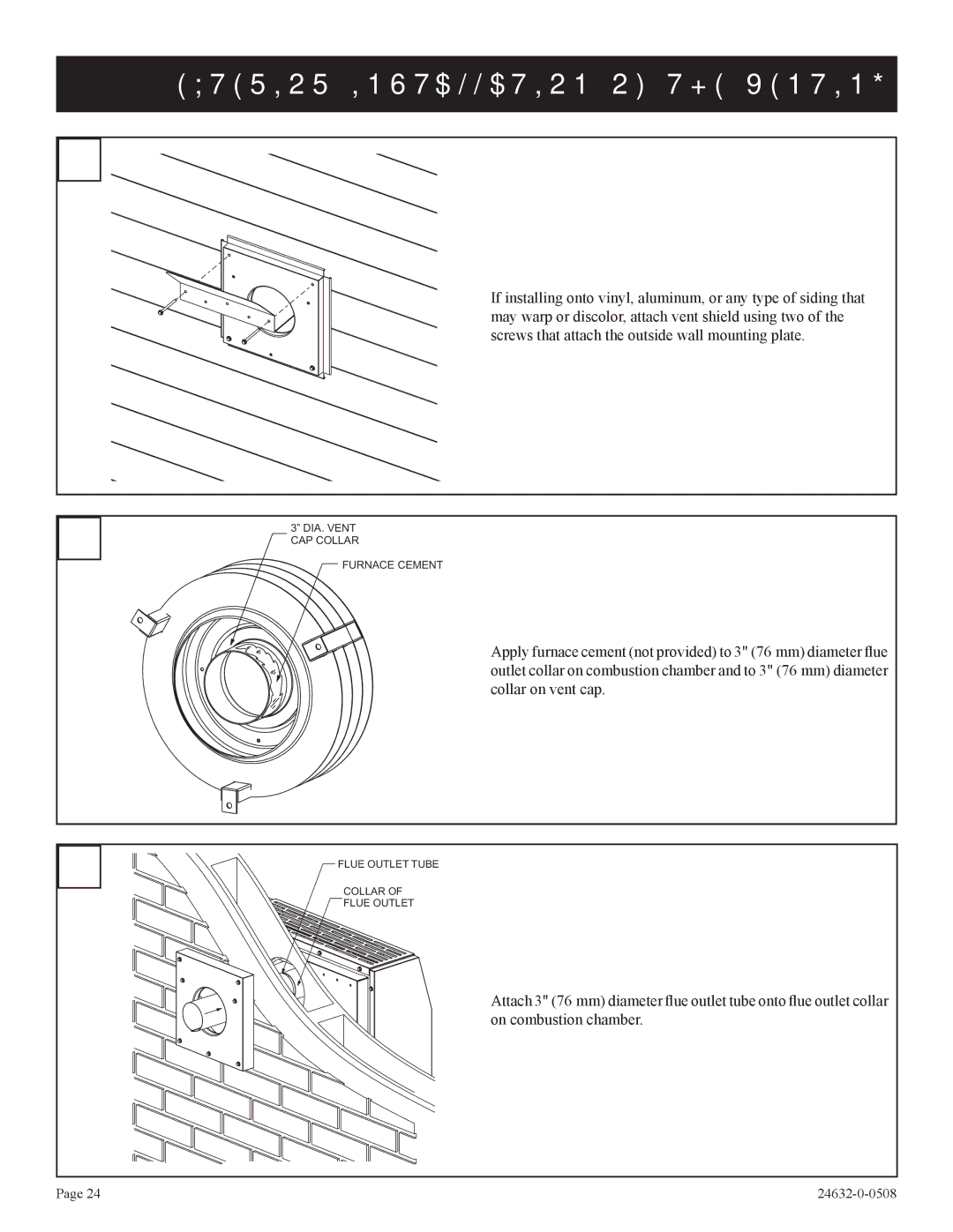 Epson HWDV080DV(N, P)-1 installation instructions DIA. Vent CAP Collar Furnace Cement 