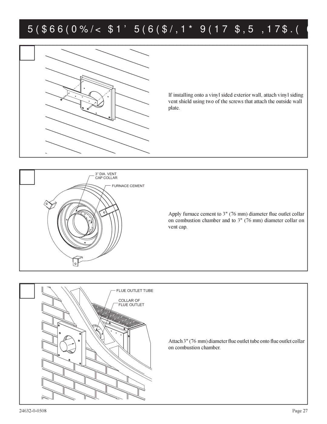 Epson P)-1, HWDV080DV(N installation instructions DIA. Vent CAP Collar Furnace Cement 