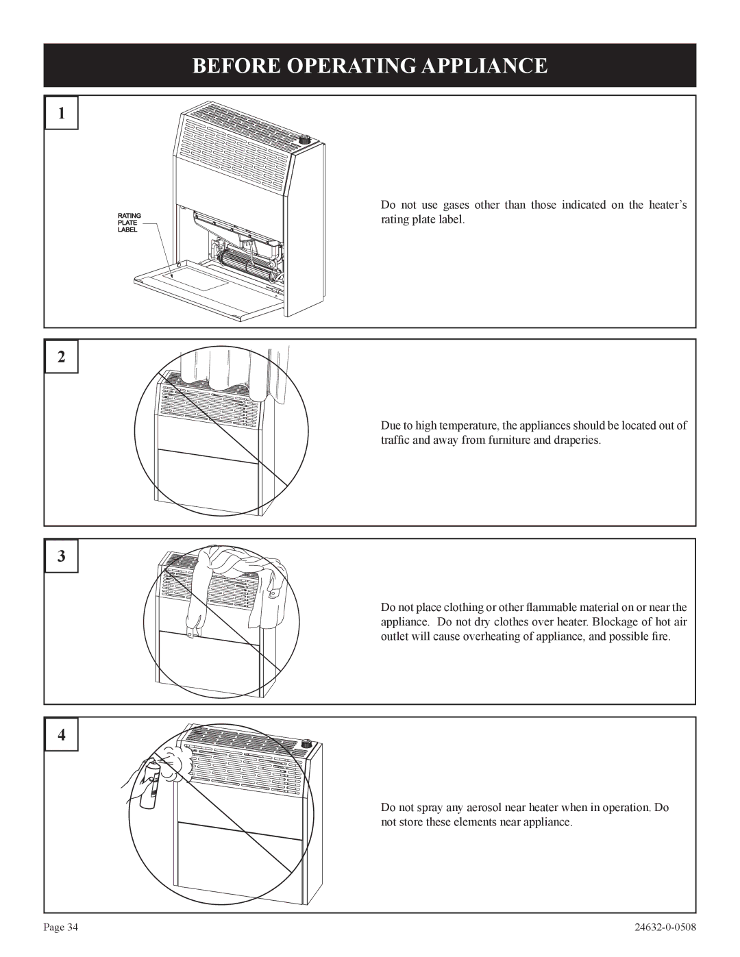 Epson HWDV080DV(N, P)-1 installation instructions Before Operating Appliance 