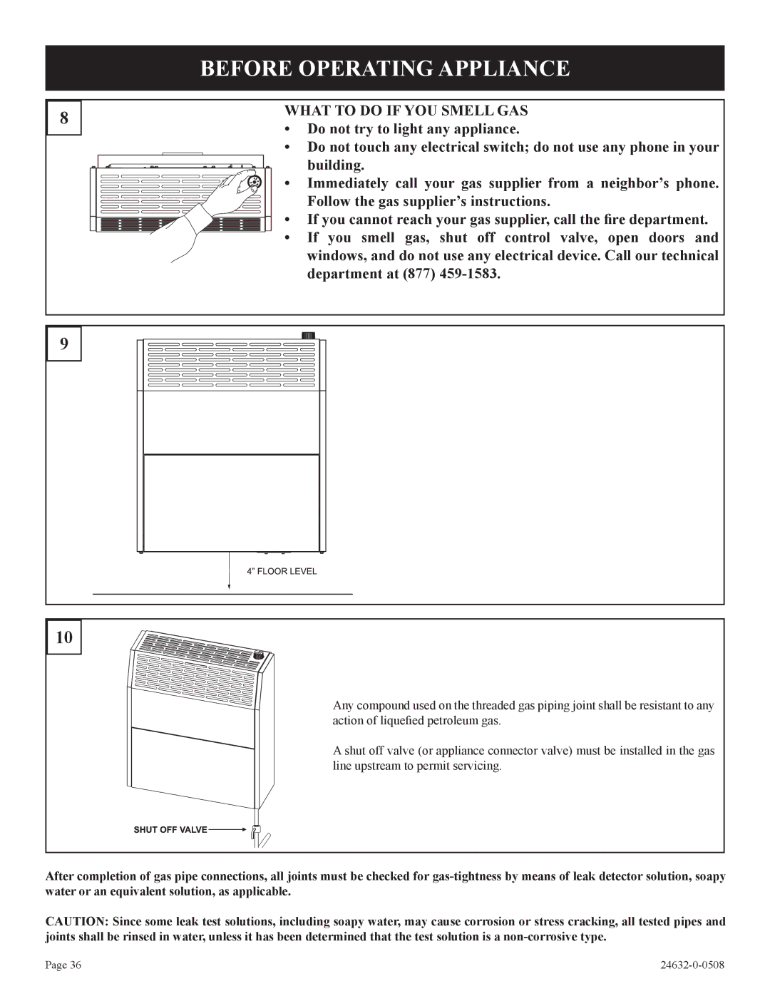 Epson HWDV080DV(N, P)-1 installation instructions What to do if YOU Smell GAS 