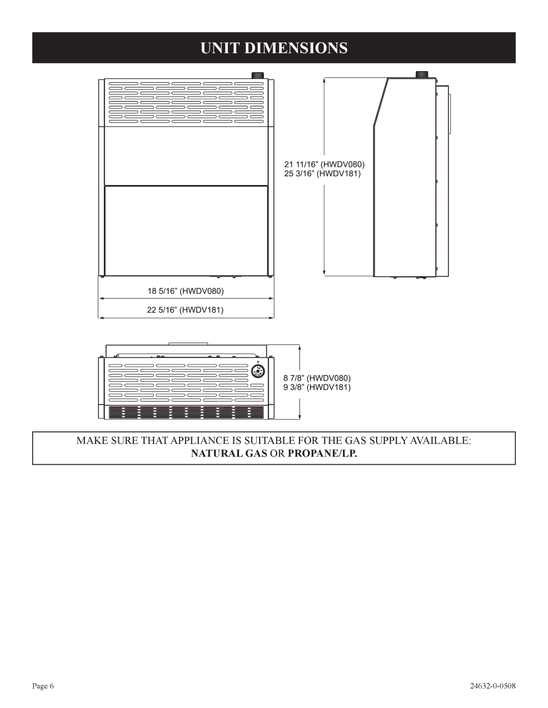 Epson HWDV080DV(N, P)-1 installation instructions Unit Dimensions 