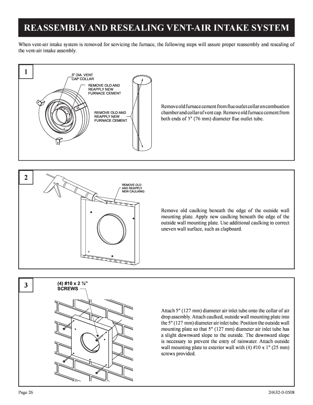 Epson HWDV080DV(N, P)-1 installation instructions Reassembly And Resealing Vent-Airintake System, 4#10 x 2 ½” SCREWS 
