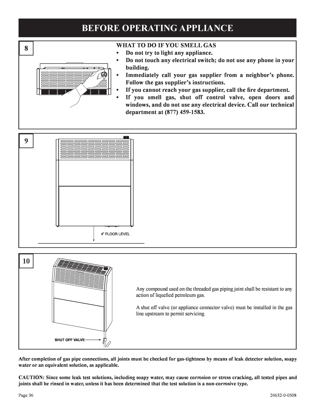 Epson HWDV080DV(N, P)-1 installation instructions Before Operating Appliance, What To Do If You Smell Gas 
