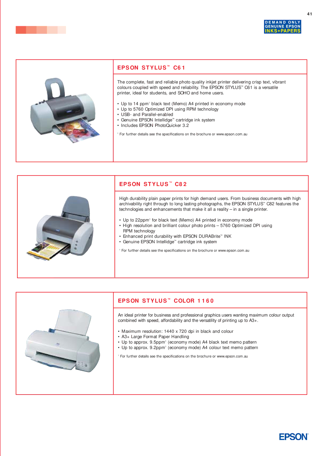 Epson Inkjets manual Epson Stylus C61 