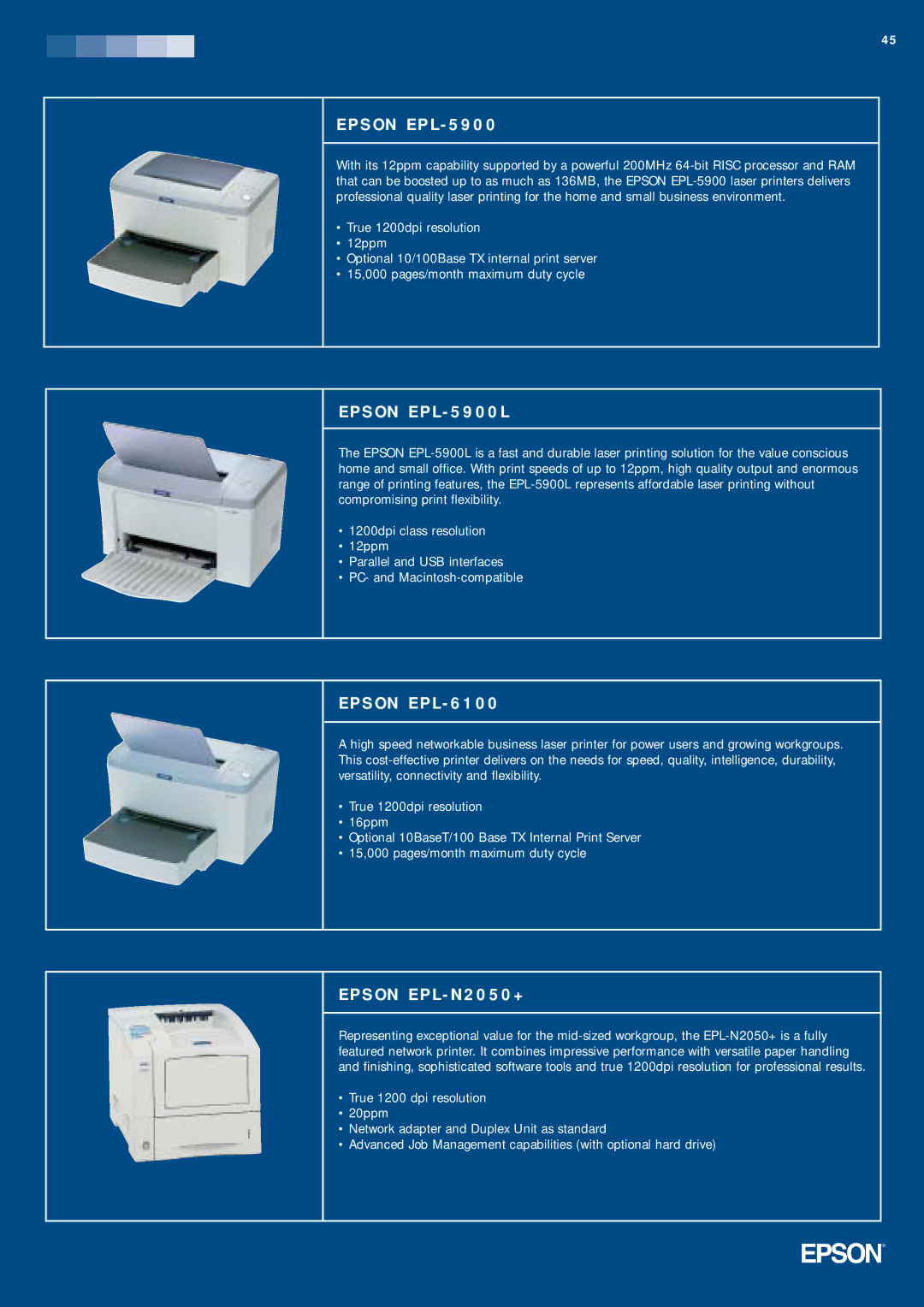 Epson Inkjets manual Epson EPL 5900L, Epson EPL N2050+ 