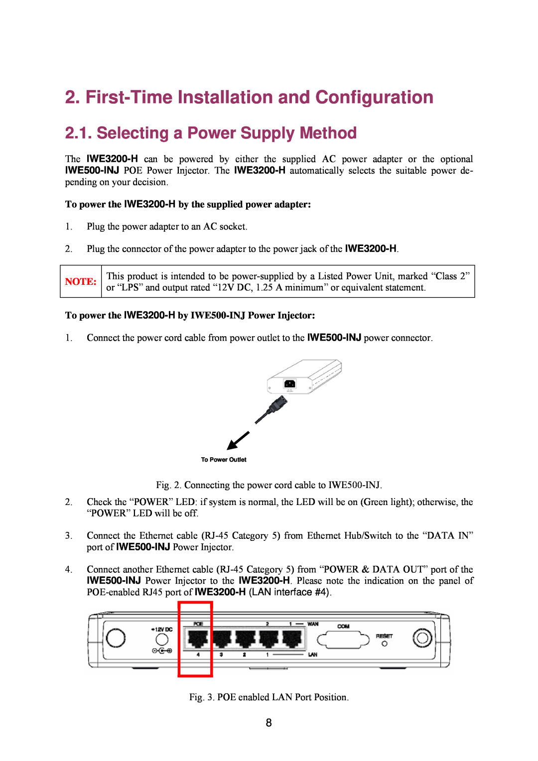 Epson IWE3200-H manual First-TimeInstallation and Configuration, Selecting a Power Supply Method 