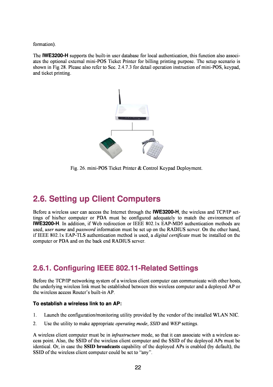 Epson IWE3200-H manual Setting up Client Computers, Configuring IEEE 802.11-RelatedSettings 