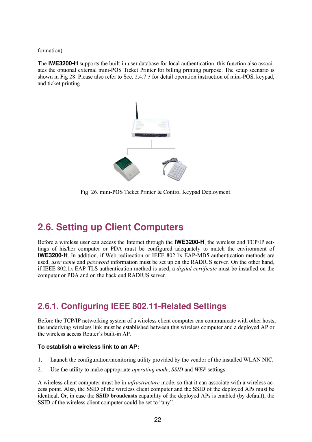 Epson IWE3200-H manual Setting up Client Computers, Configuring Ieee 802.11-Related Settings 