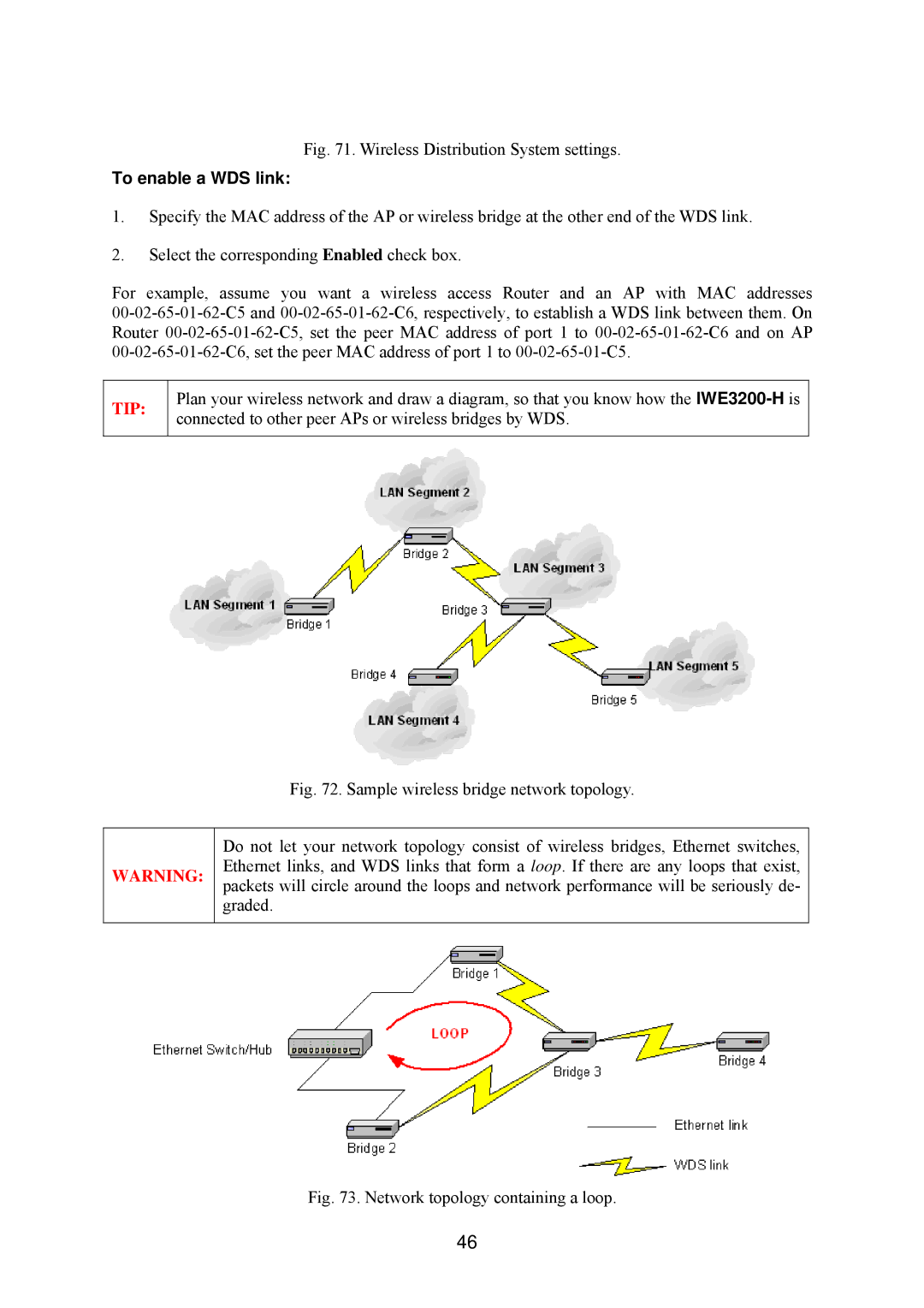 Epson IWE3200-H manual Wireless Distribution System settings, To enable a WDS link 