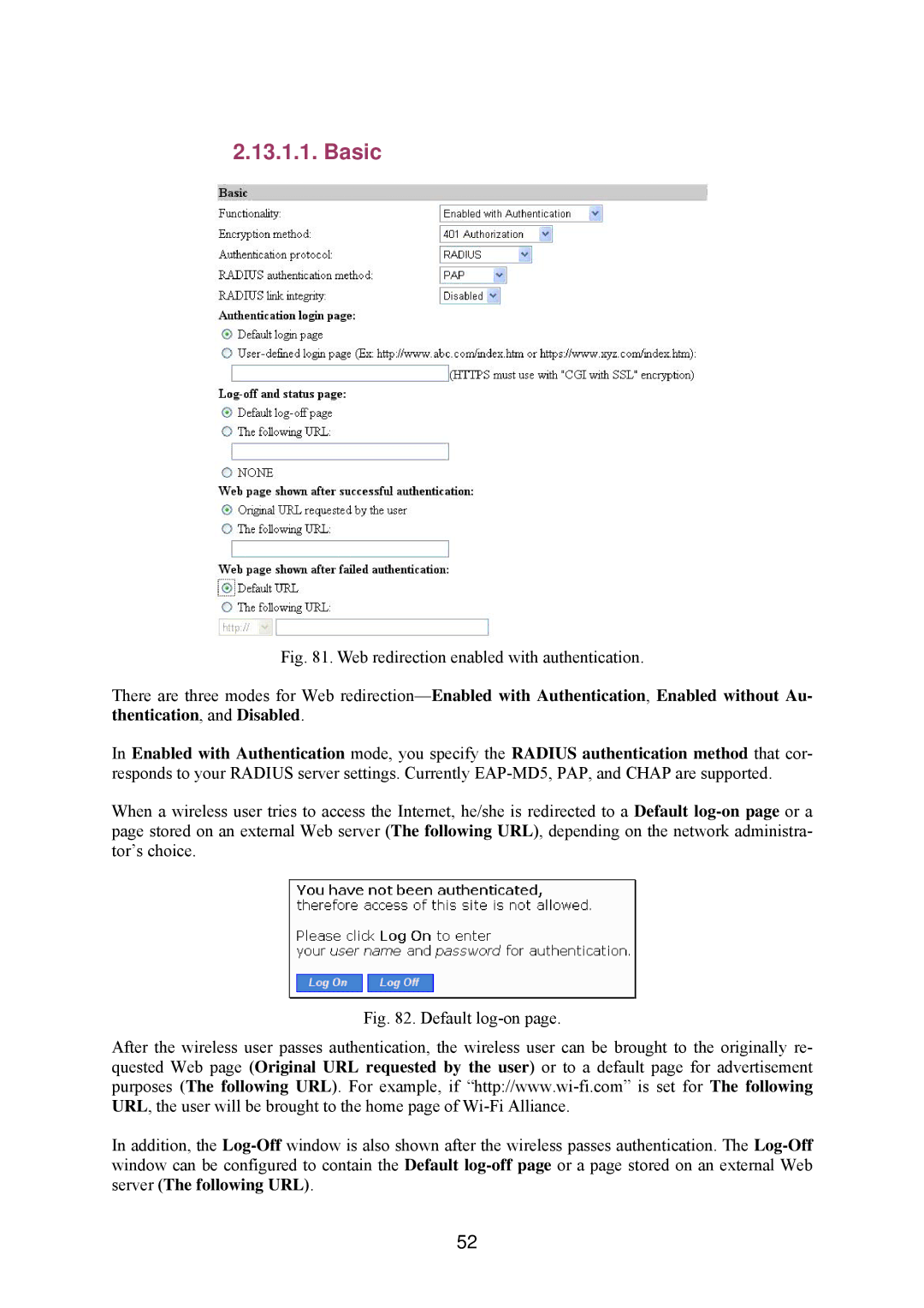 Epson IWE3200-H manual Web redirection enabled with authentication 