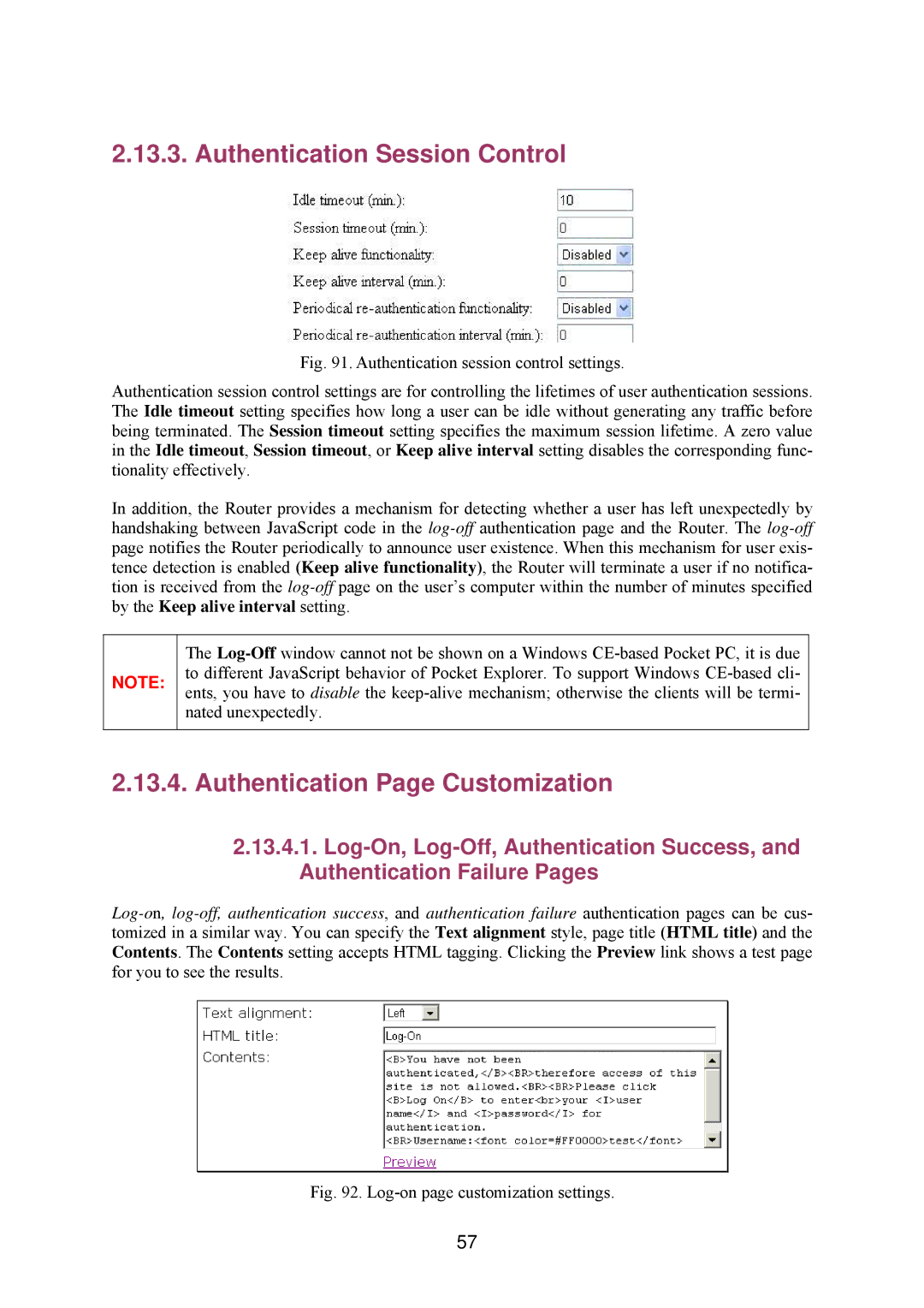 Epson IWE3200-H manual Authentication Session Control, Authentication Page Customization 