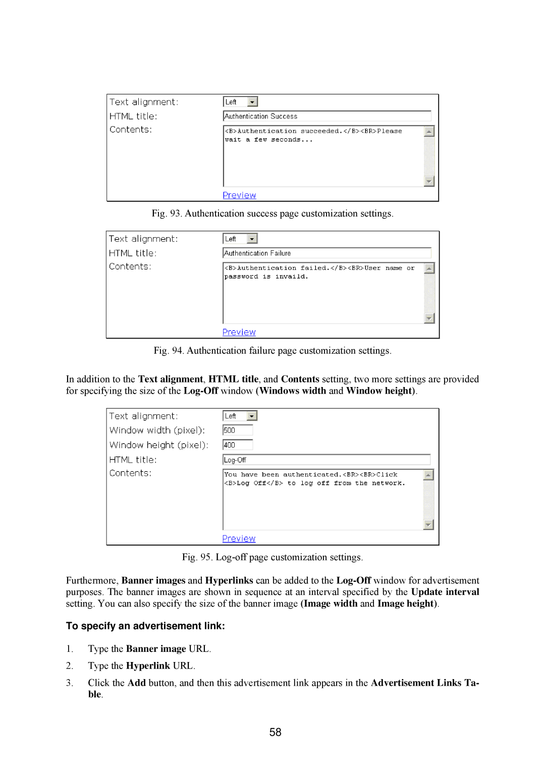 Epson IWE3200-H manual Authentication success page customization settings, To specify an advertisement link 