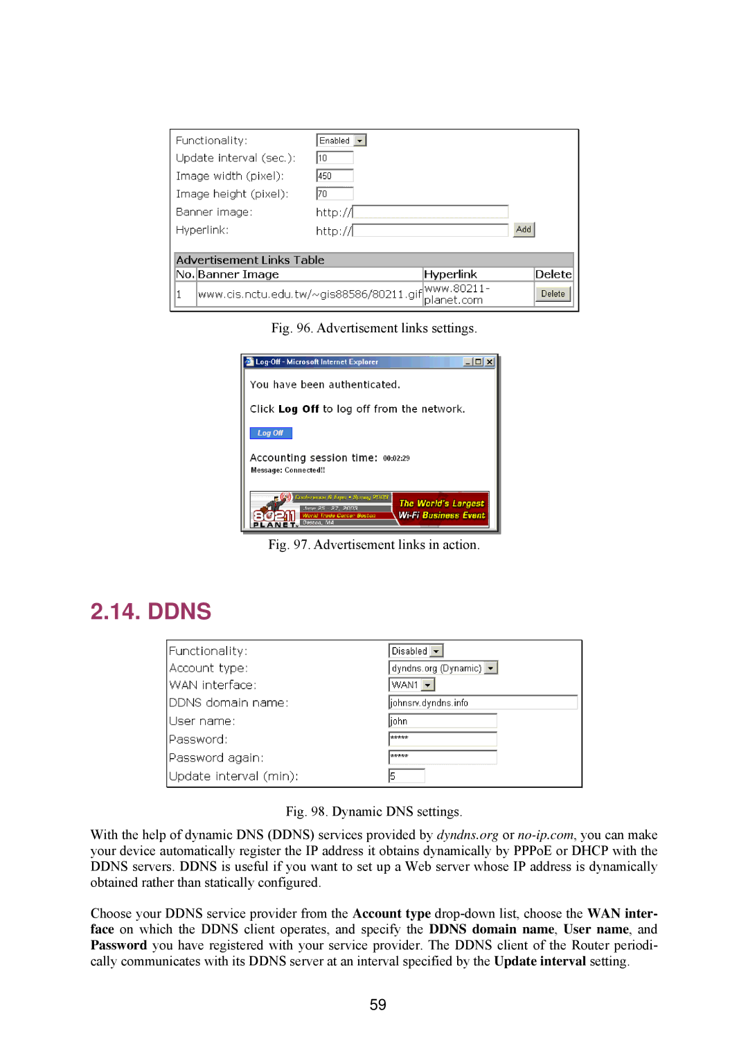 Epson IWE3200-H manual Ddns, Advertisement links settings 