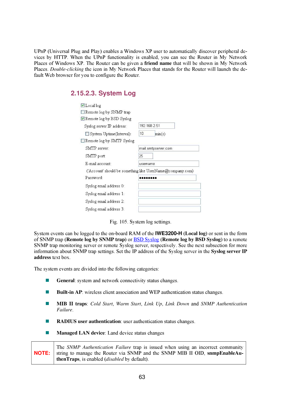 Epson IWE3200-H manual System Log 