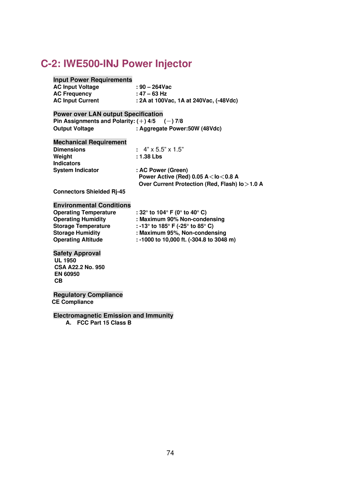 Epson IWE3200-H manual IWE500-INJ Power Injector 