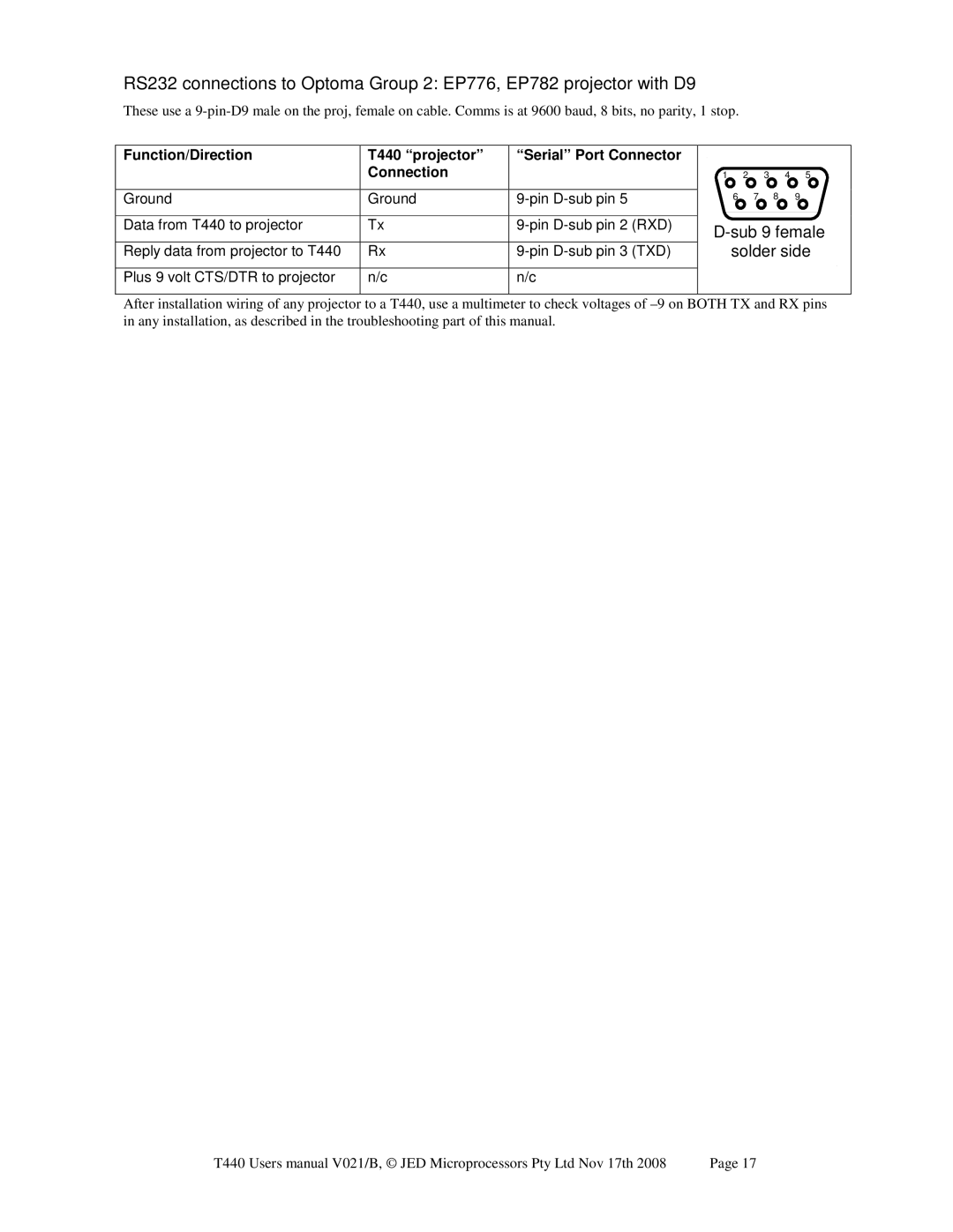 Epson JED T440 user manual Solder side 