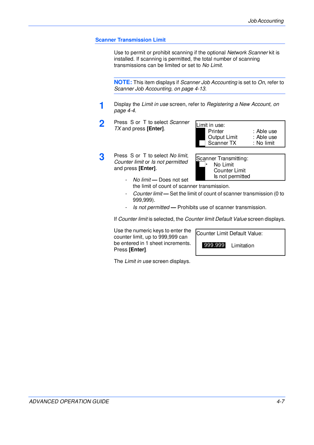 Epson KM-2050, KM-1650, KM-2550 manual Scanner Transmission Limit 