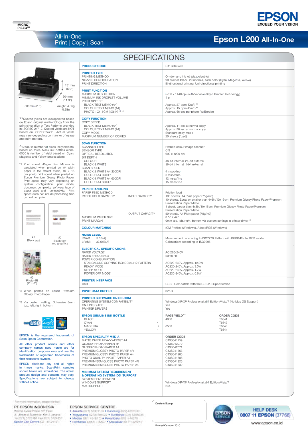 Epson warranty Epson L200 All-In-One 