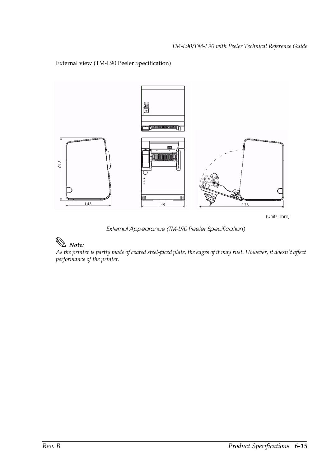 Epson manual External Appearance TM-L90 Peeler Specification 