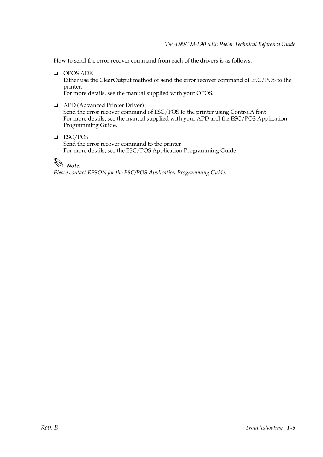 Epson L90 manual Troubleshooting F-5 