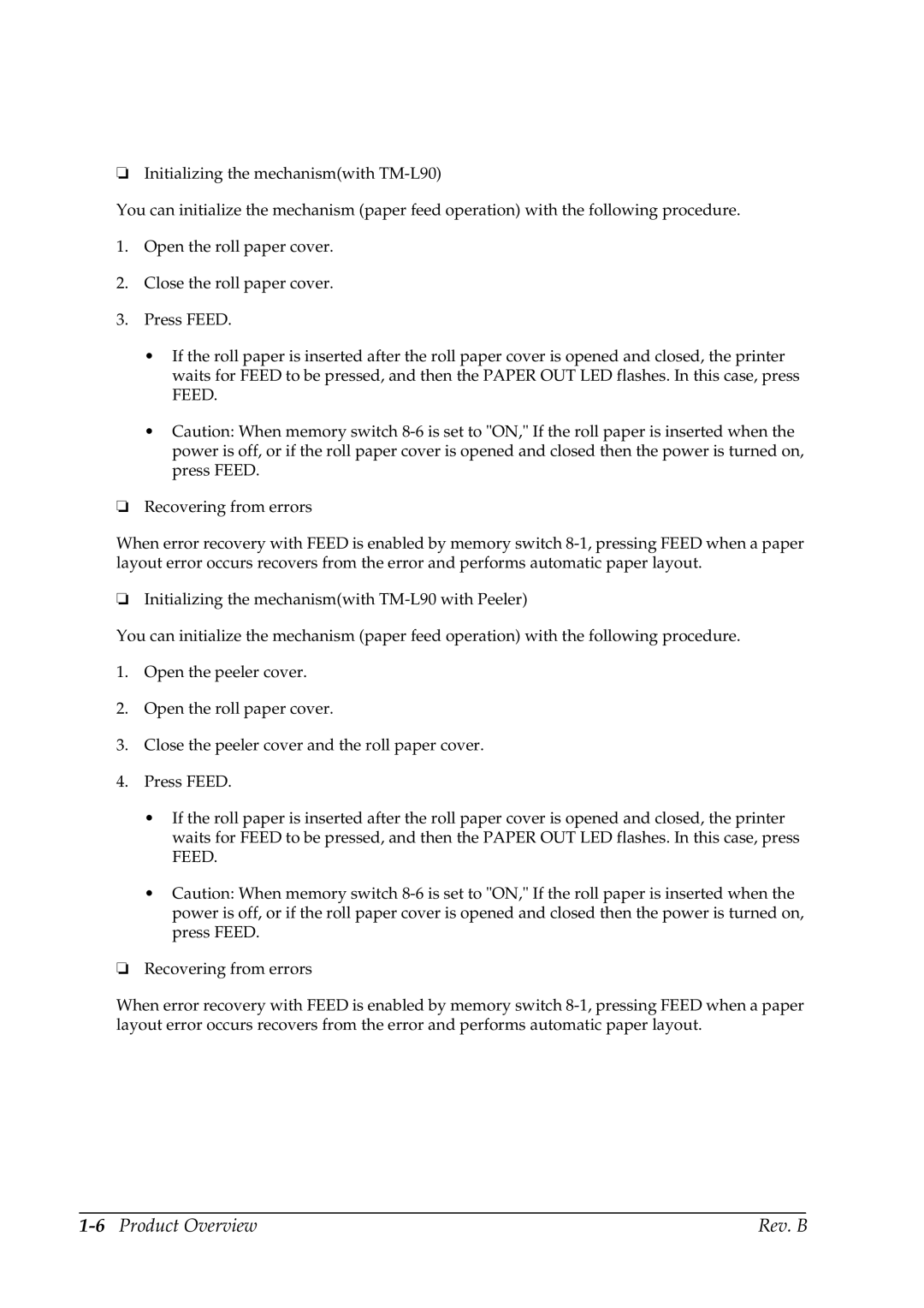 Epson L90 manual 6Product Overview Rev. B 