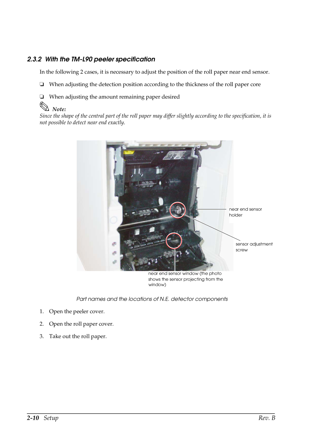 Epson manual With the TM-L90 peeler specification, Setup Rev. B 