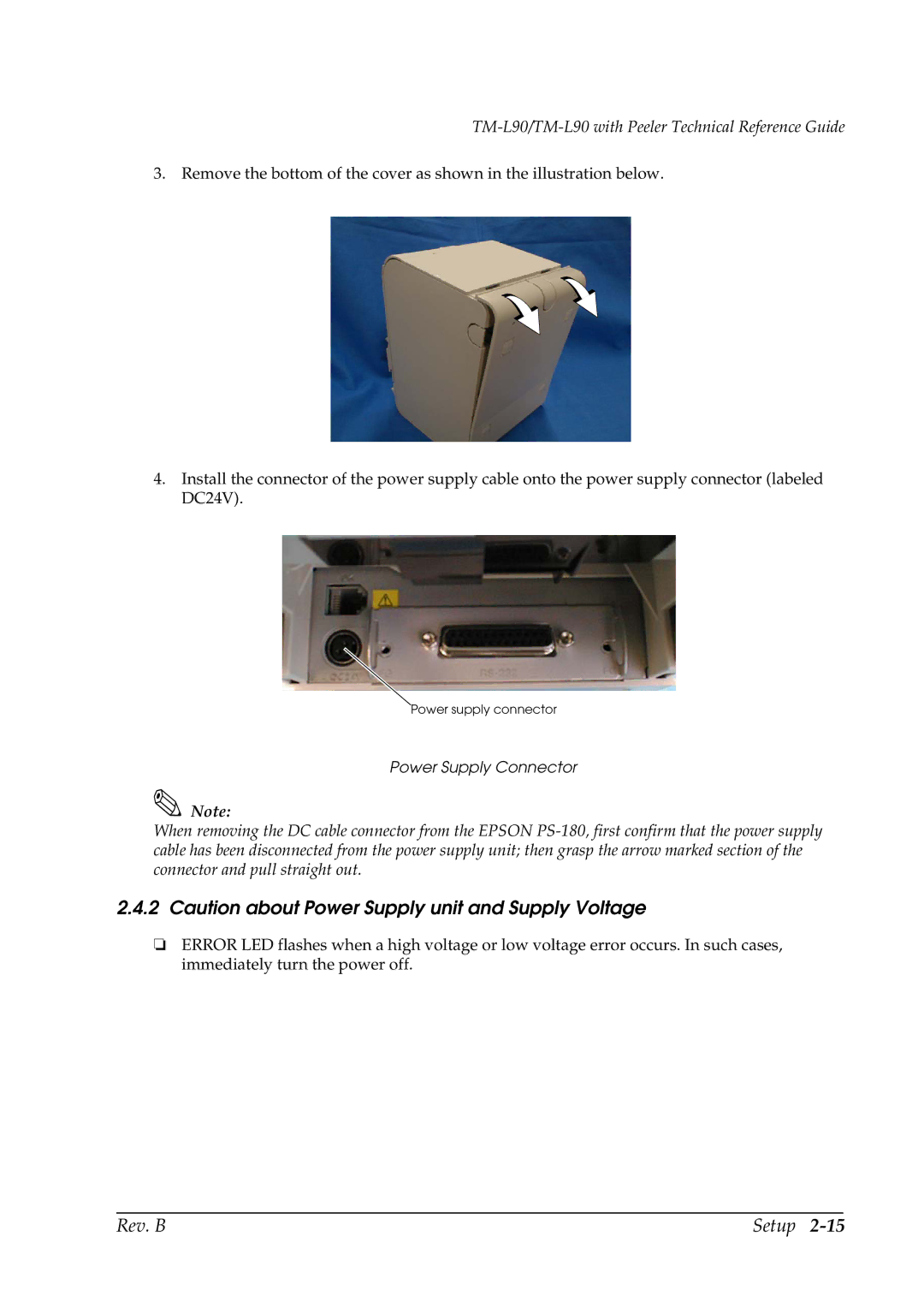 Epson L90 manual Power Supply Connector 