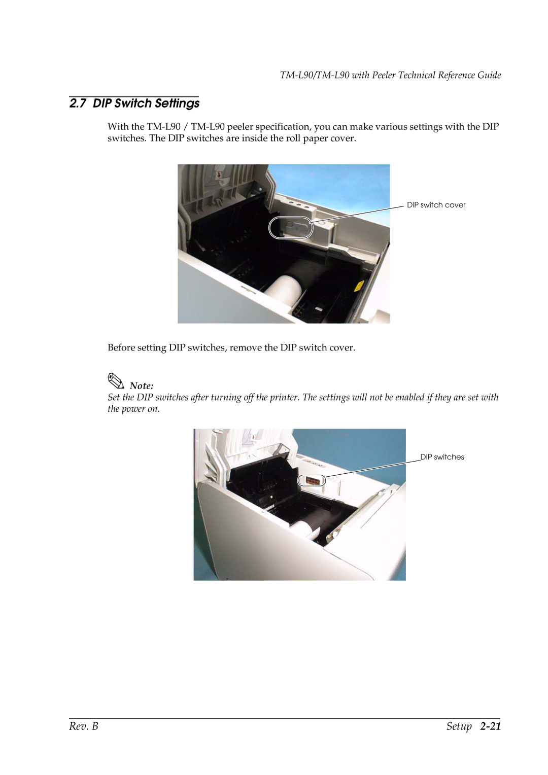 Epson L90 manual DIP Switch Settings 