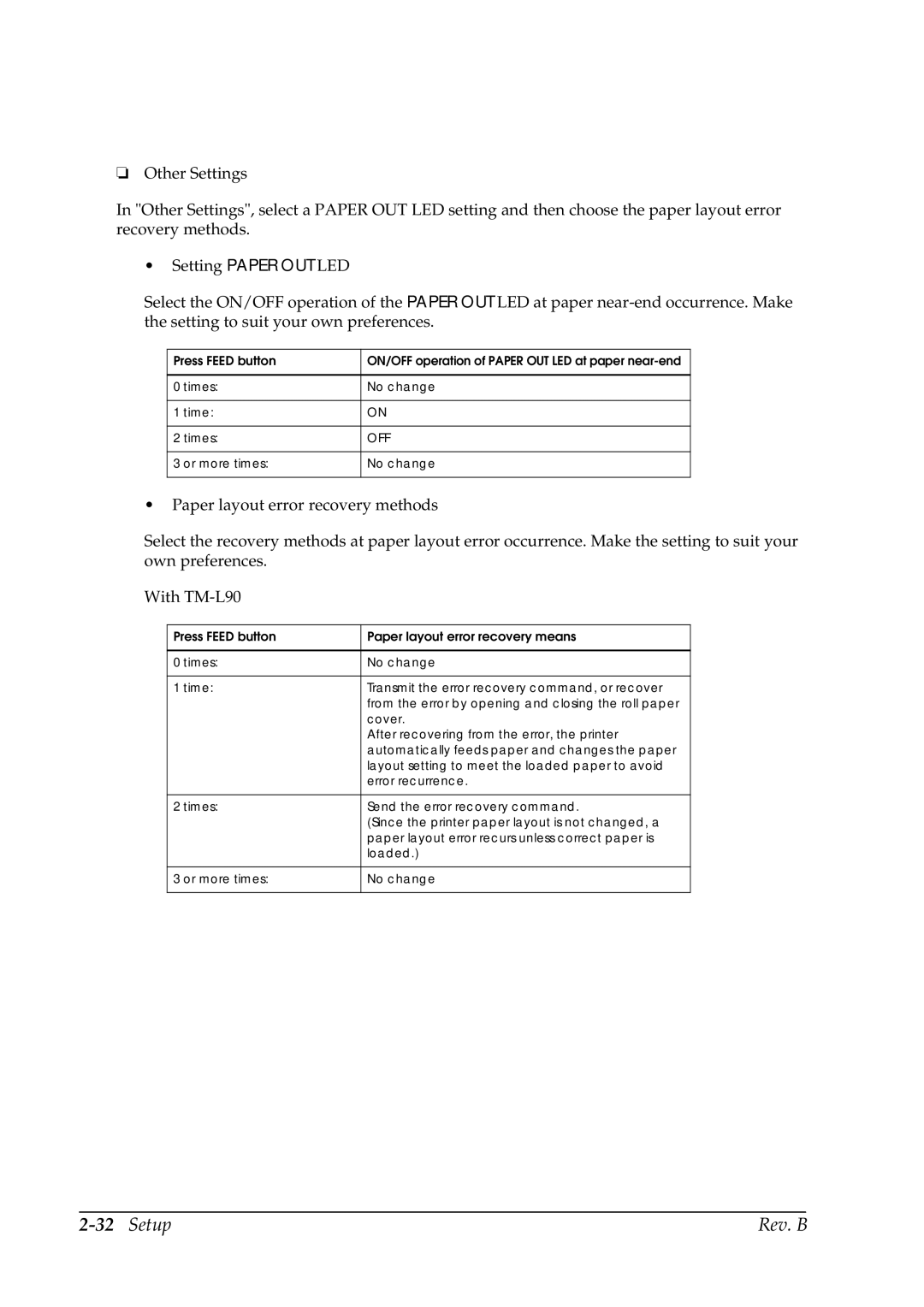 Epson L90 manual Or more times No change 