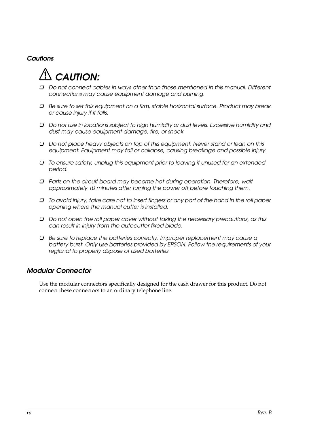 Epson L90 manual Modular Connector 