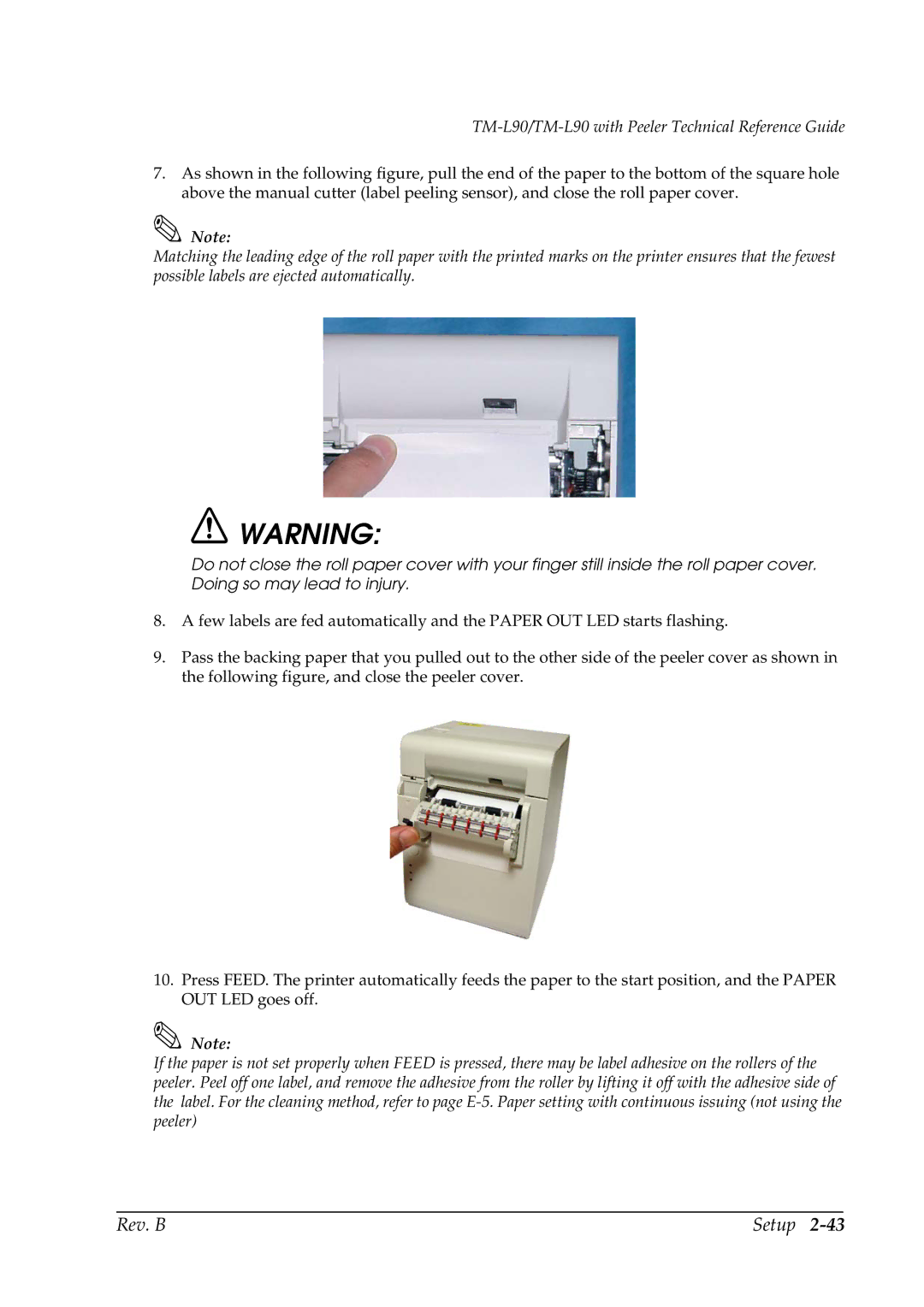 Epson L90 manual Rev. B Setup 