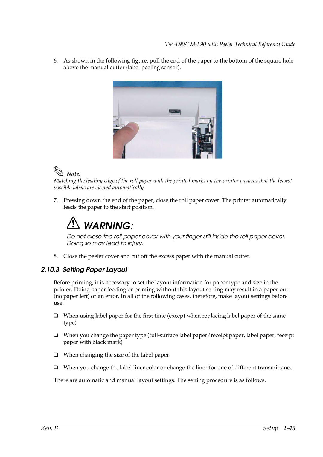 Epson L90 manual Setting Paper Layout 