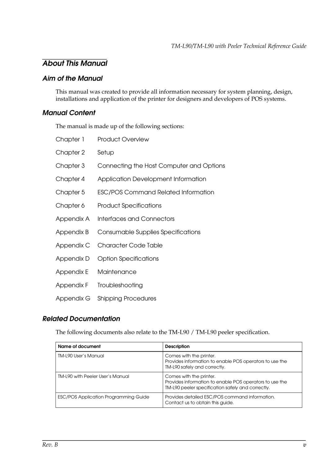 Epson L90 manual About This Manual, Aim of the Manual, Manual Content, Related Documentation 