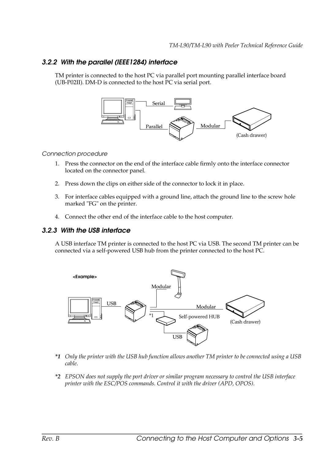 Epson L90 manual With the parallel IEEE1284 interface, With the USB interface 